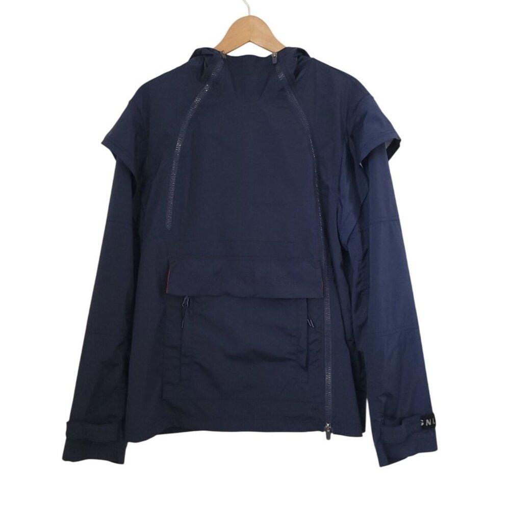 Magnlens Waterproof Hooded Jacket Navy Blue Windbreaker Removable Sleeves Mens S